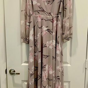Lulu’s Floral Print Maxi Wrap Dress